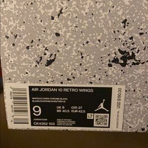 Dead stock Jordan 10 wing size 9